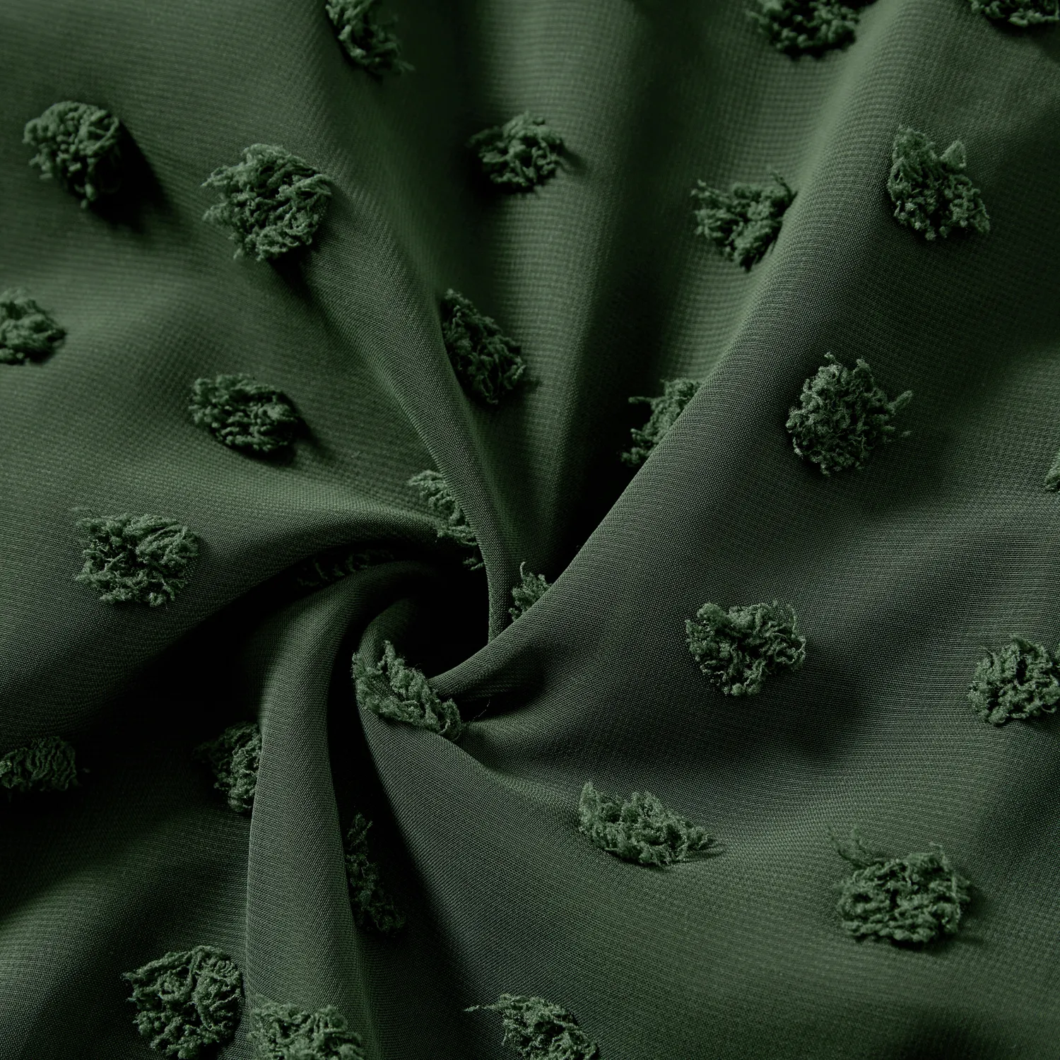 Family Matching Cotton Colorblock T-shirts and Solid Swiss Dot Halter Sleeveless Belted Dresses Sets Army green image 5
