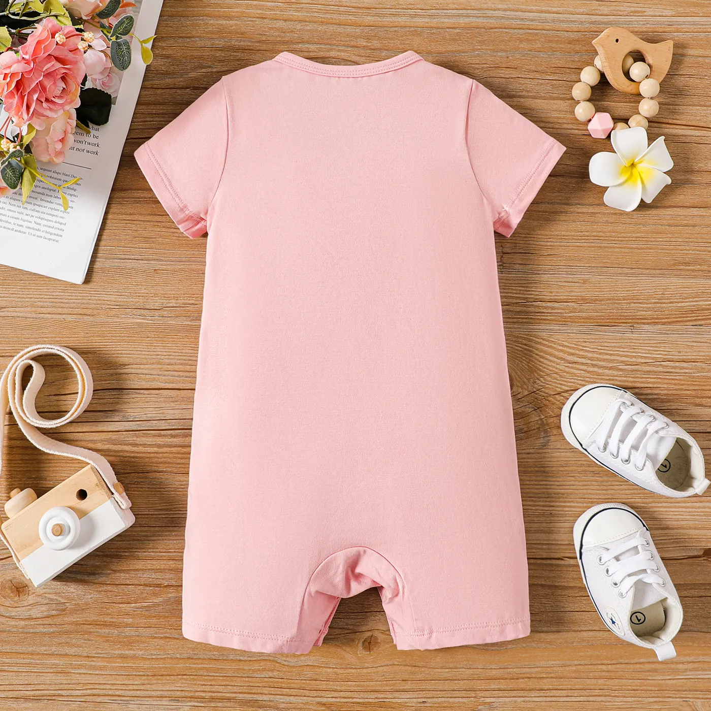 Baby Girl/Boy Letter Print Short-sleeve Cotton Rompers  image 5