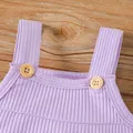 Baby Girl 100% Cotton Solid Color Ribbed Sleeveless Rompers  image 3