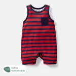 Baby Girl/Boy Dinosaur Print/Stripe Sleeveless Jumpsuits Blue&Red
