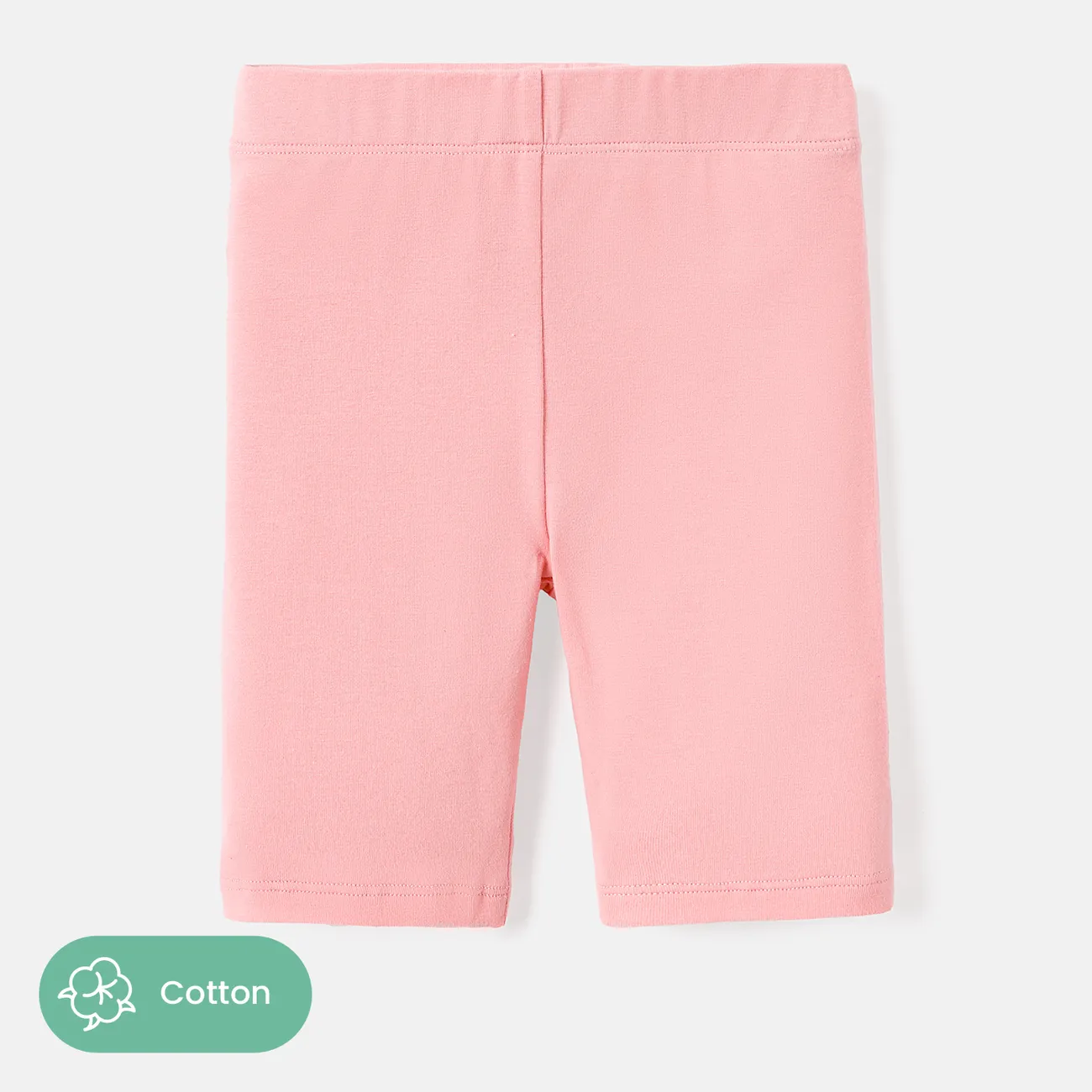 Pantalones cortos de algodón de color sólido para niña pequeña/niña Rosado big image 1