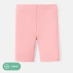 Pantalones cortos de algodón de color sólido para niña pequeña/niña Rosado