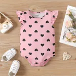 Muttertag Baby Girl Naia™ Heart Print Flutter-Sleeve Strampler rosa
