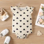 Día de la Madre Bebé Naia™ Heart Print Flutter-sleeve Rompers Albaricoque