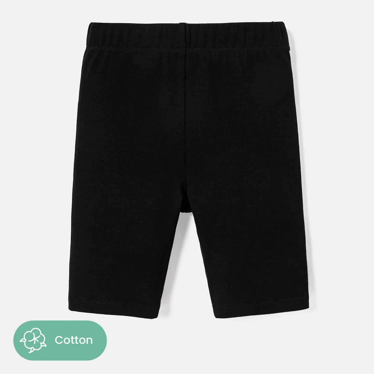 pantaloncini leggings in cotone tinta unita per bambina / bambina Nero big image 1
