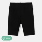 shorts leggings de algodão de cor sólida para criança/criança Preto