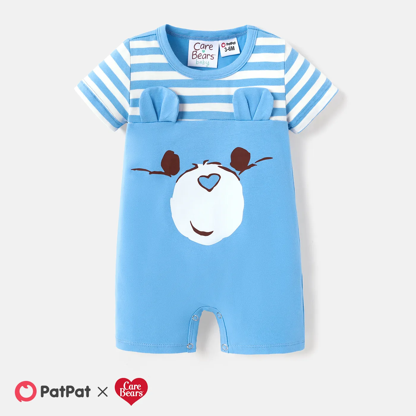 

Care Bears Baby Boy/Girl 95% Cotton Striped Short-sleeve 3D Ears Detail Graphic Romper