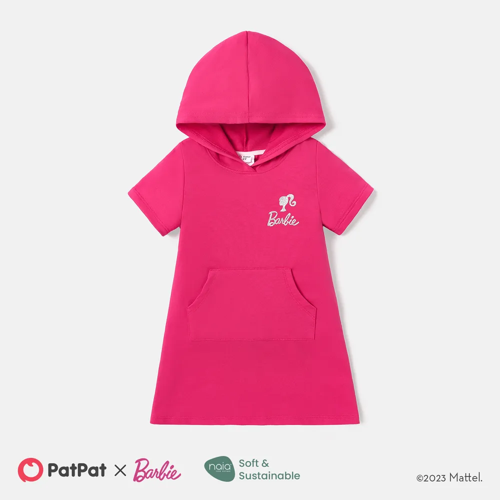 Barbie Toddler/Kid Girl Pocket Design Hooded Cotton Short-sleeve Dress  big image 1