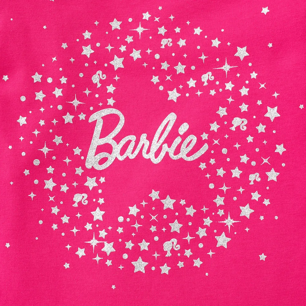 Barbie Toddler/Kid Girl Pocket Design Hooded Cotton Short-sleeve Dress big image 4