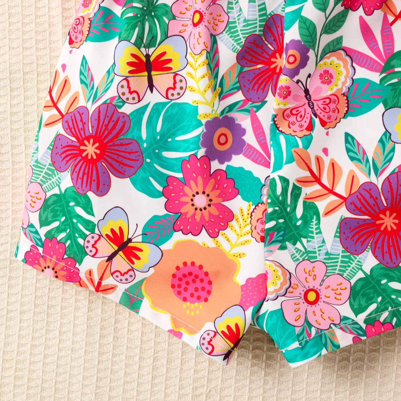 Criança Menina Ponto smock Bonito Flor grande Macacão  image 4