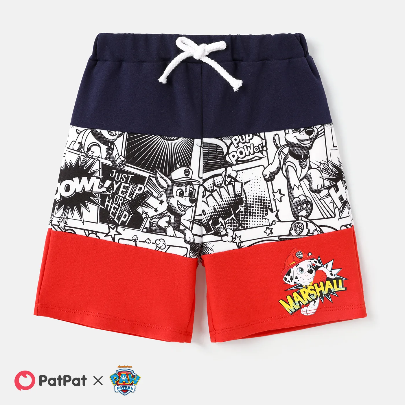 PAW Patrol Toddler Boy Colorblock Naia Cotton Elasticized Shorts Tibetanblue