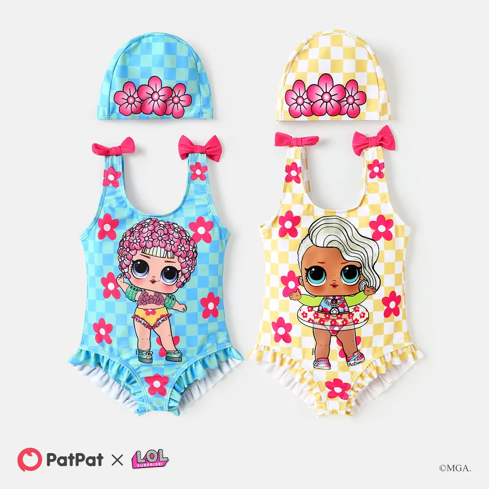 L.O.L. SURPRISE! Toddler/Kid Bowknot Design Plaid Sleeveless Onepiece Swimsuit big image 2
