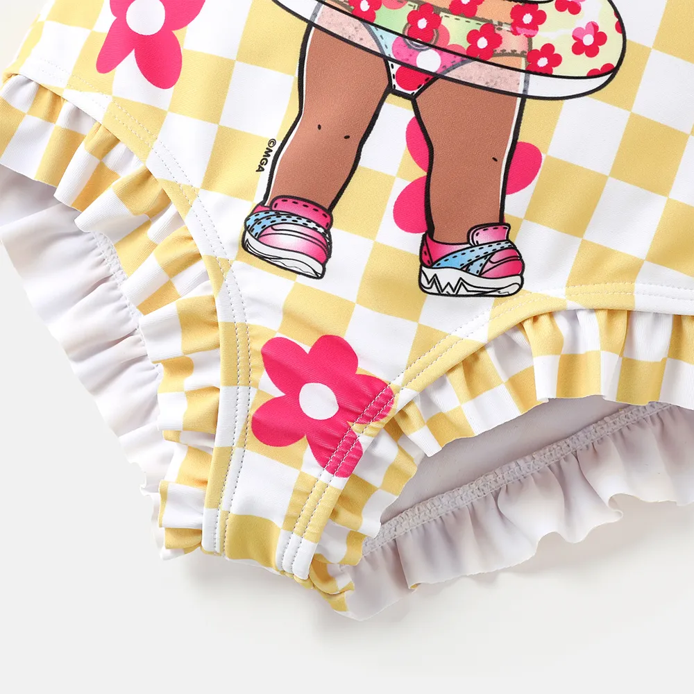 L.O.L. SURPRISE! Toddler/Kid Bowknot Design Plaid Sleeveless Onepiece Swimsuit big image 4