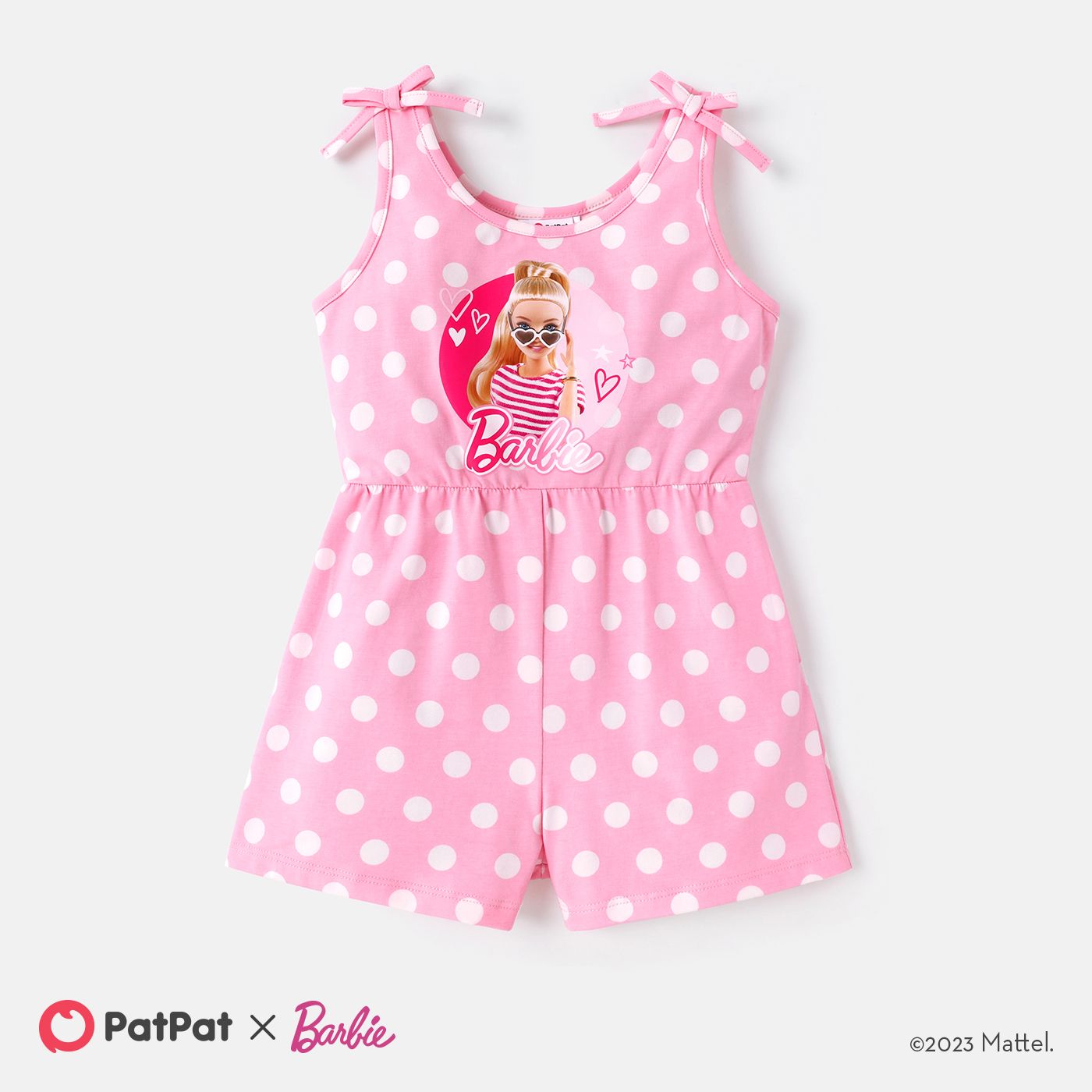 

Barbie Toddler Girl Cotton Stripe Bowknot Design Sleeveless Rompers