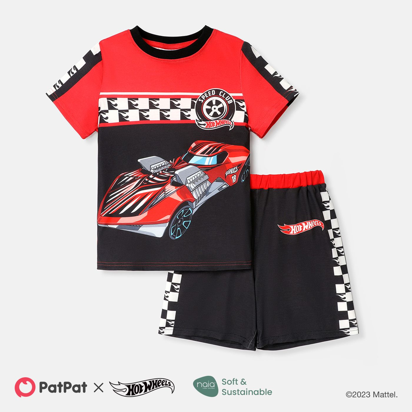Hot Wheels Kid Girl / Boy 2pcs Vehicle Print Naia™ Short-sleeve Top And Shorts Set