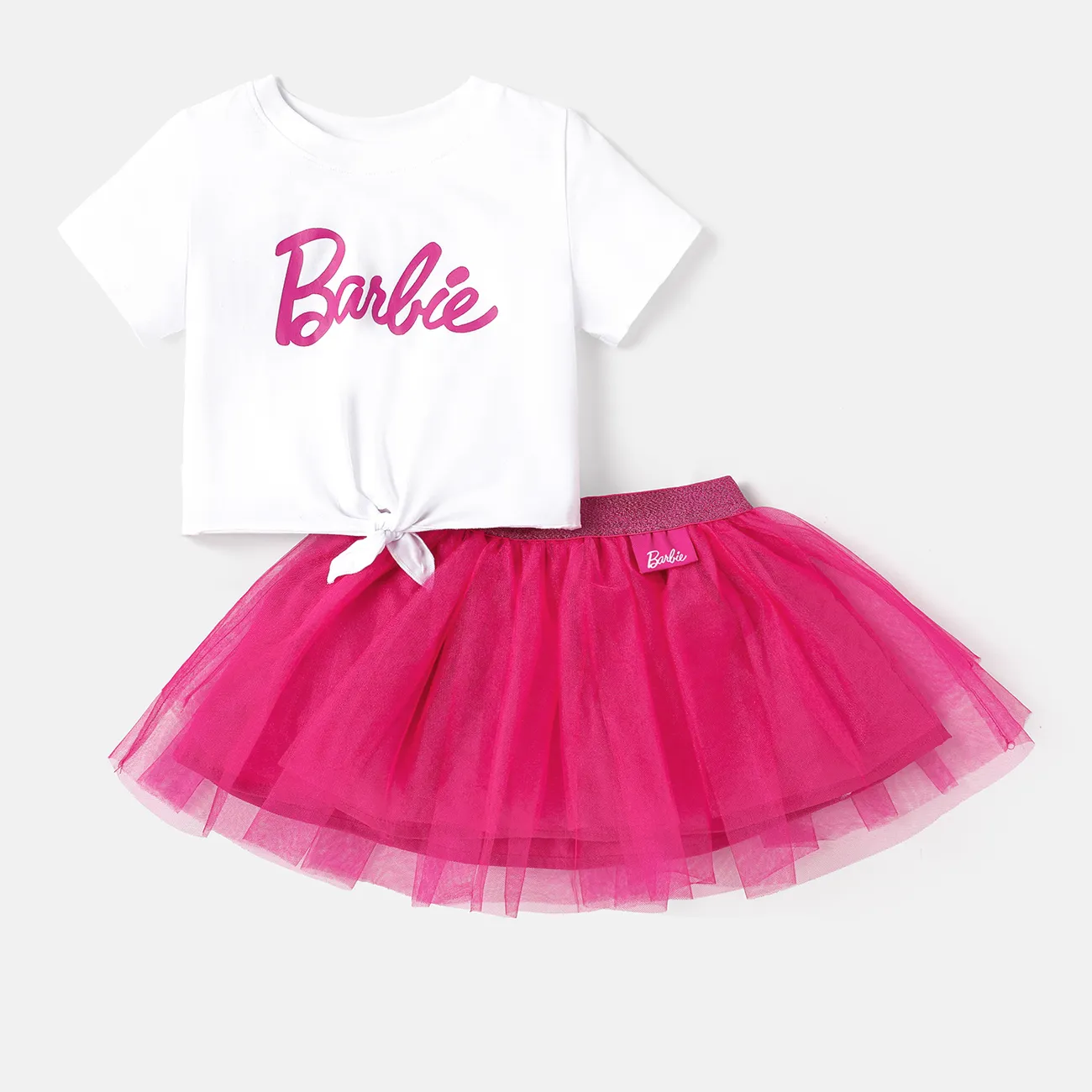 Barbie 2 unidades Niño pequeño Chica A capas Elegante Traje de falda pinkywhite big image 1
