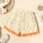 Toddler Girl 100% Cotton Floral Print Ruffled Elasticized Shorts  image 2