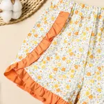 Toddler Girl 100% Cotton Floral Print Ruffled Elasticized Shorts  image 5