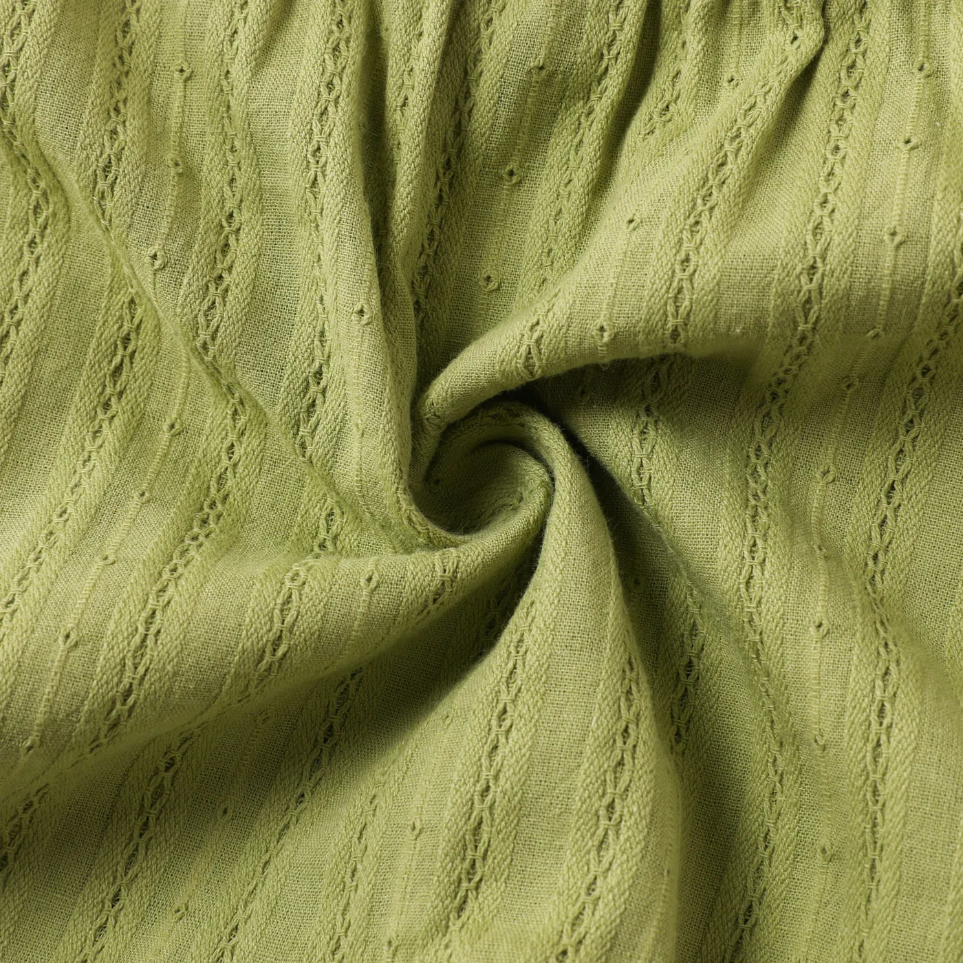 Baby Girl 100% Cotton Textured Solid Textured Ruffled Overalls Pants Green image 5