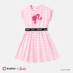 Barbie Toddler/Kid Girl Letter Panel Sleeveless Dress PinkyWhite