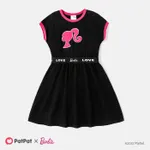 Barbie Toddler/Kid Girl Letter Panel Sleeveless Dress Black