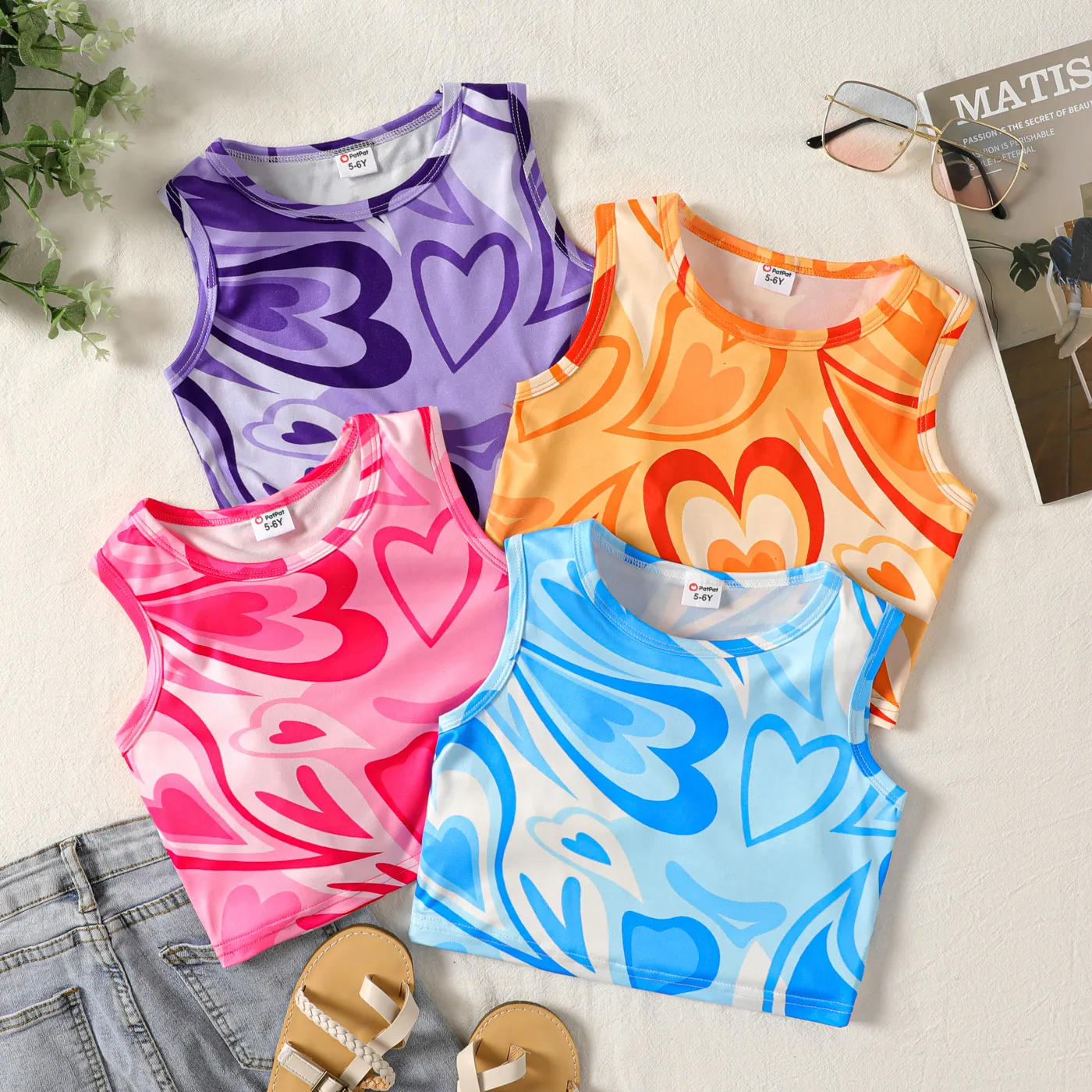 Kid Girl Heart Print Tank Top  image 6