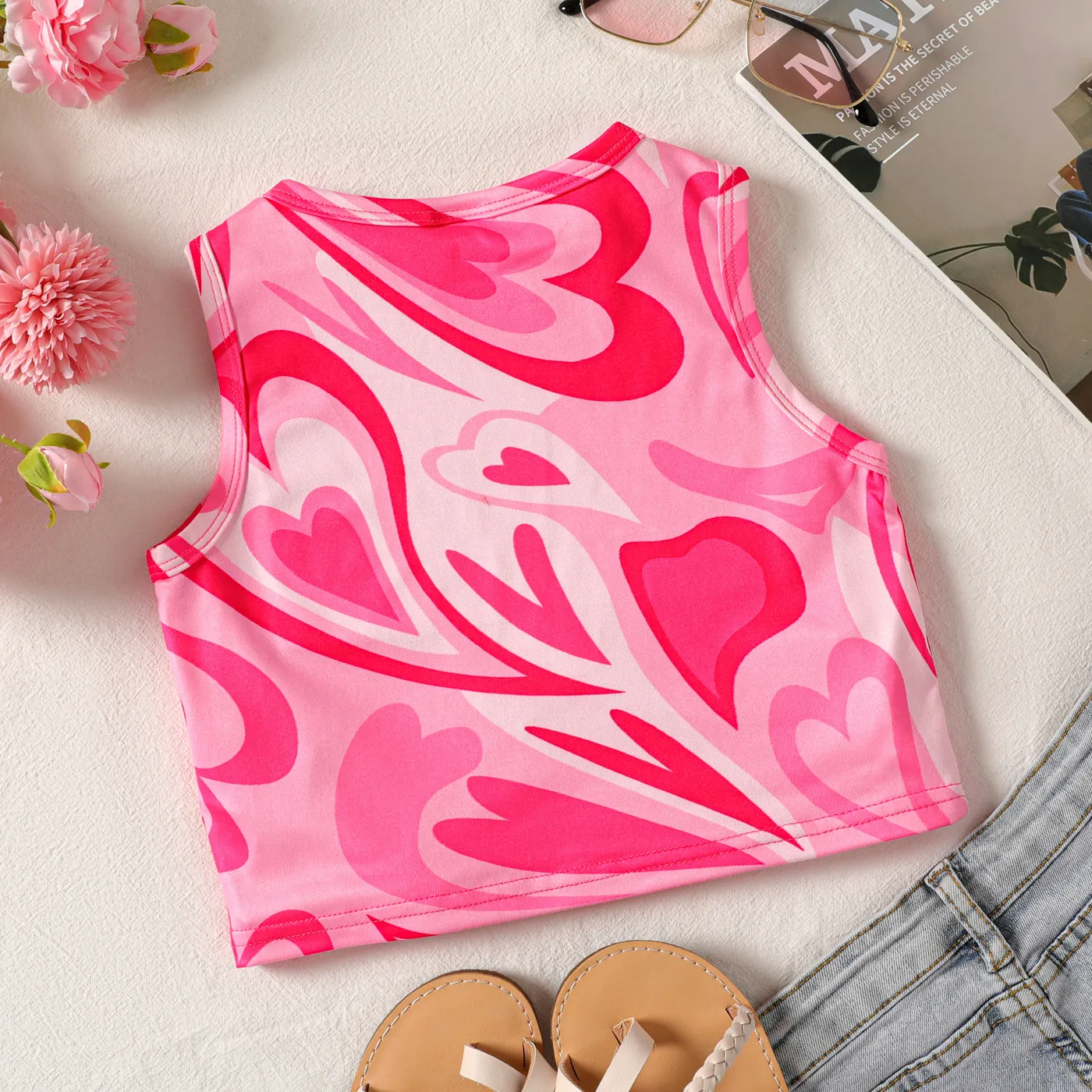 Kid Girl Heart Print Tank Top  image 5