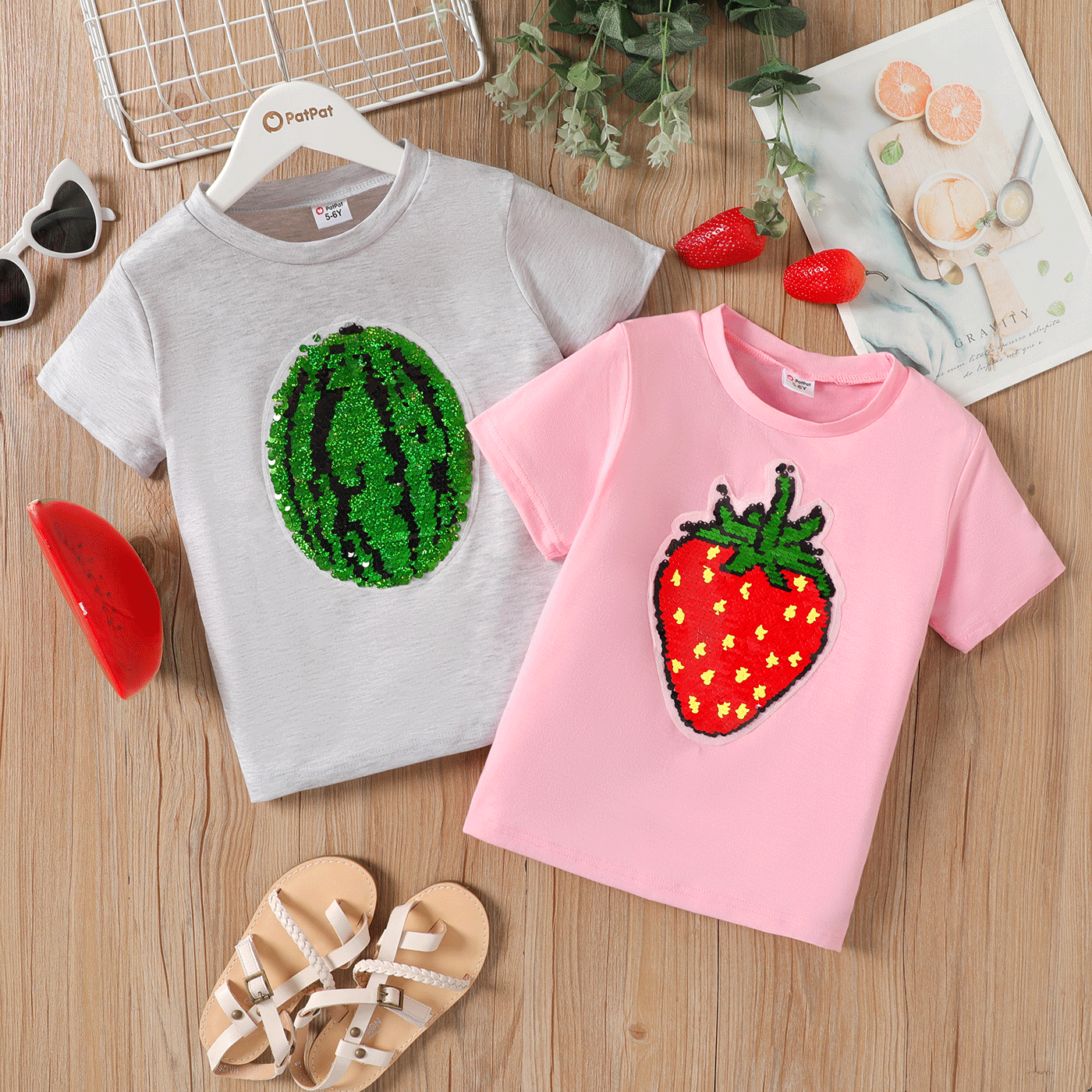 大童 女 水果蔬菜 短袖 T恤