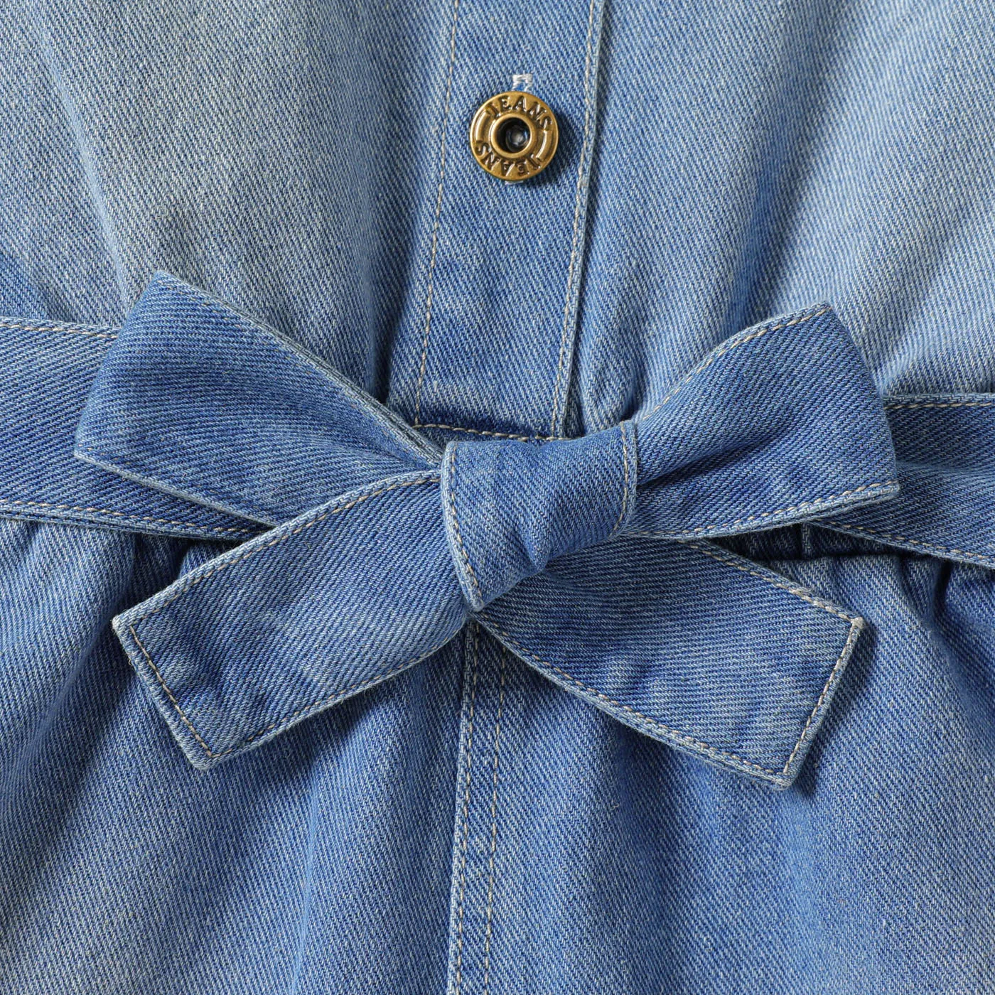 Kid Girl Belted Denim Romper DENIMBLUE image 4