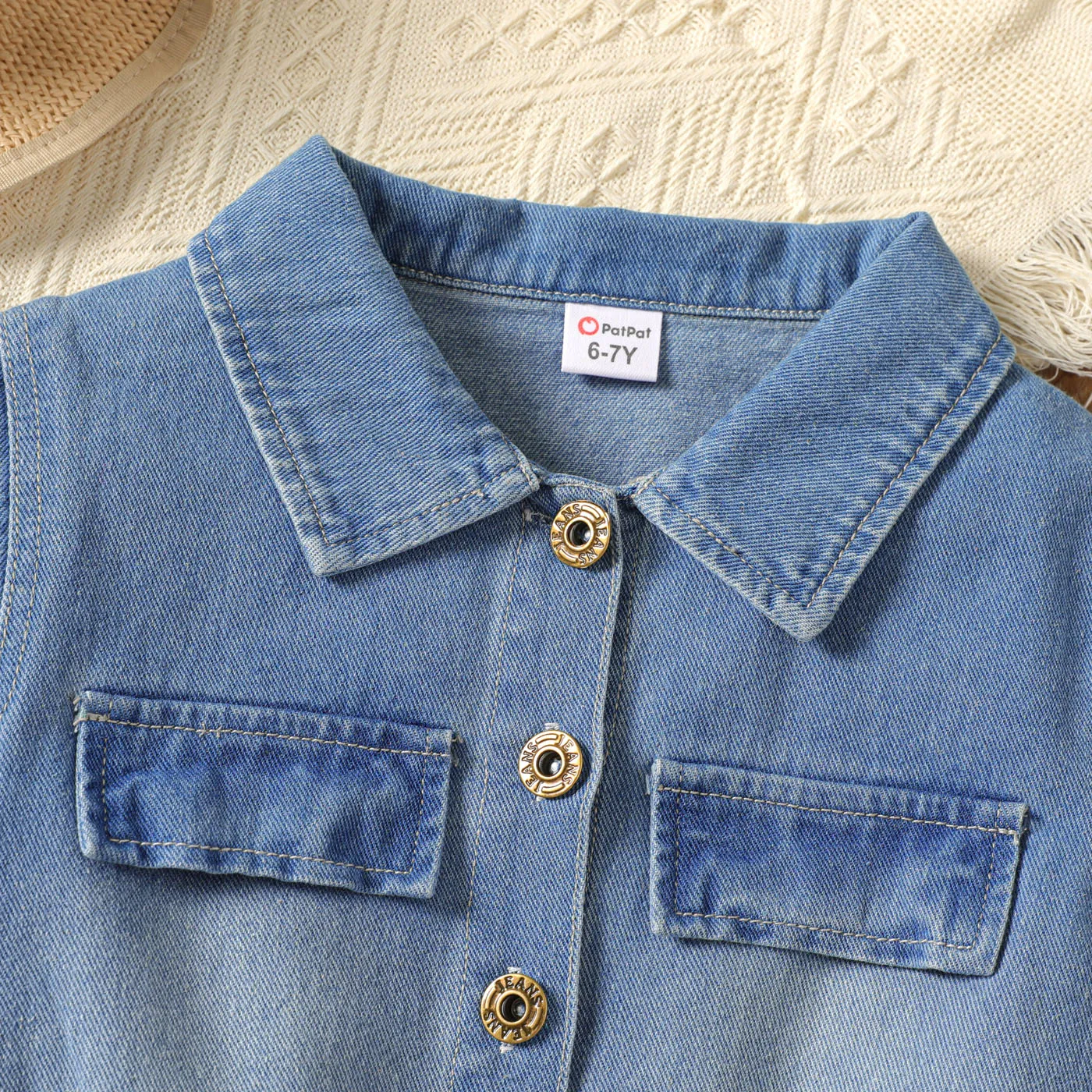 Kid Girl Belted Denim Romper DENIMBLUE image 3