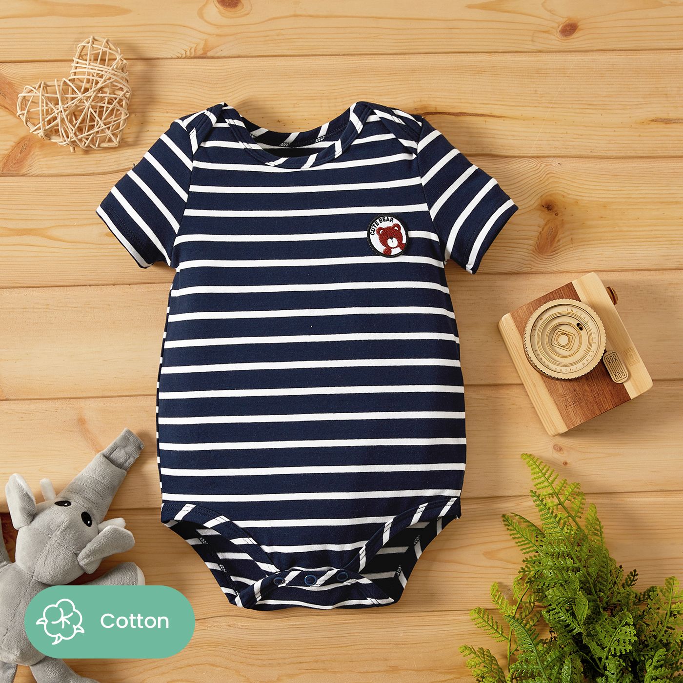 Baby Boy Cotton Stripe Short-sleeve Rompers
