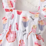Baby Girl 100% Cotton Allover Food Print Ruffled Overalls Shorts  image 4