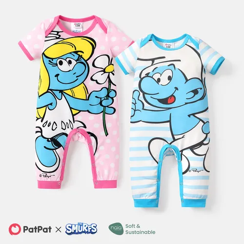 The Smurfs Baby Boy/Girl Graphic Print Striped Short-sleeve Naia™ Jumpsuit