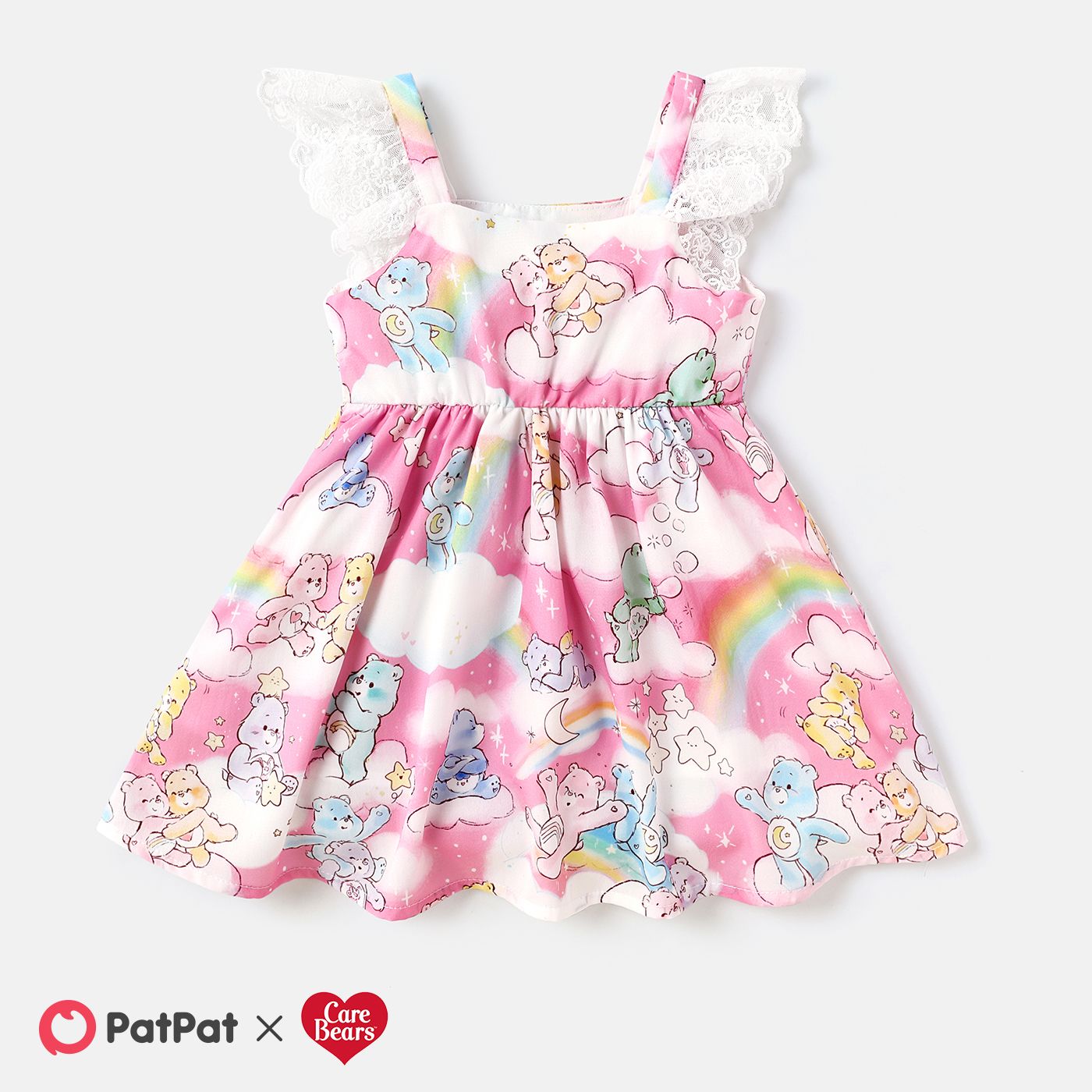 

Care Bears Baby/Toddler Girl Rainbow Print Flutter-sleeve Dress