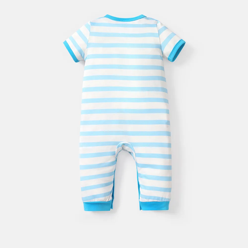 The Smurfs Baby Boy/Girl Graphic Print Striped Short-sleeve Naia™ Jumpsuit  big image 5
