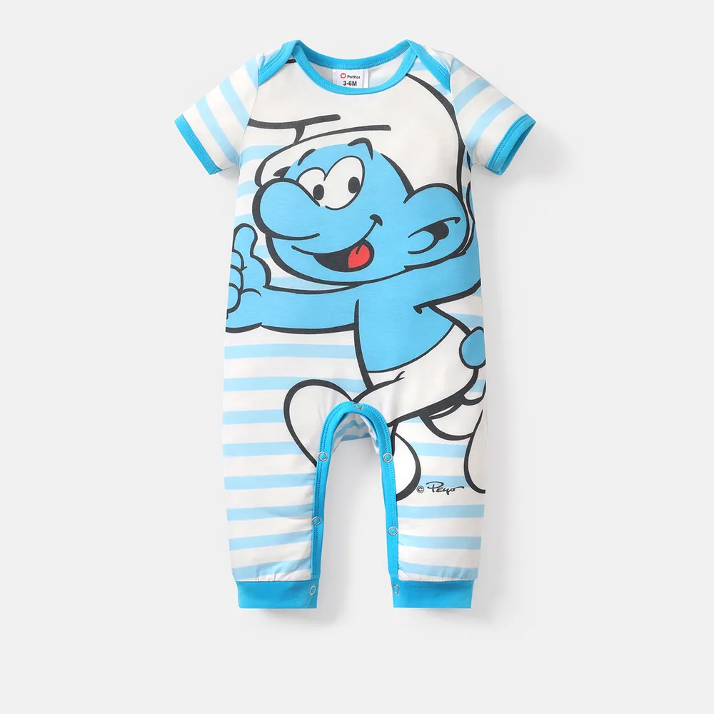 The Smurfs Baby Boy/Girl Graphic Print Striped Short-sleeve Naia™ Jumpsuit  big image 6
