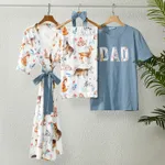 Family Matching Allover Animal Print Belted Robe and Swaddle Blanket or Cotton Letter Graphic Short-sleeve Tee Sets  image 2