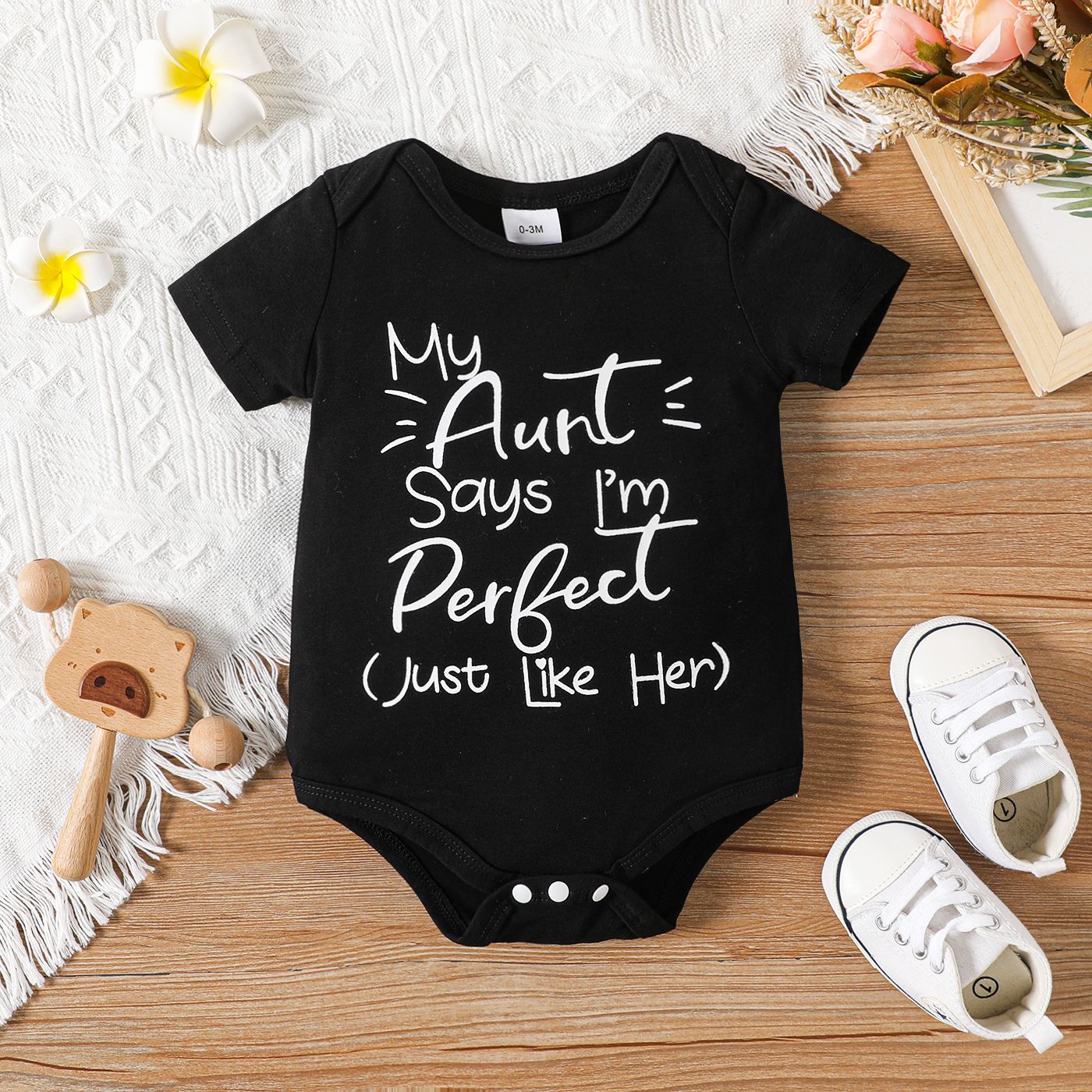 

Baby Girl 95% Cotton Letter Print Short-sleeve Romper