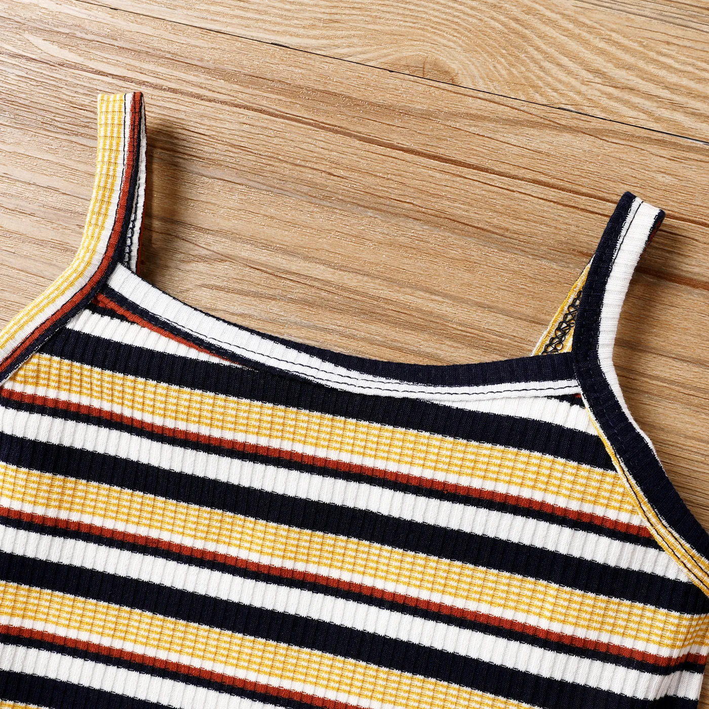 2pcs Toddler Girl Stripe Camisole and Ripped Denim Shorts Set  image 3