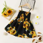 Toddler Girl Floral Print Smocked Slip Dress Black