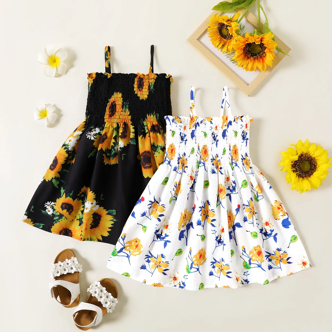 Toddler Girl Floral Print Smocked Slip Dress