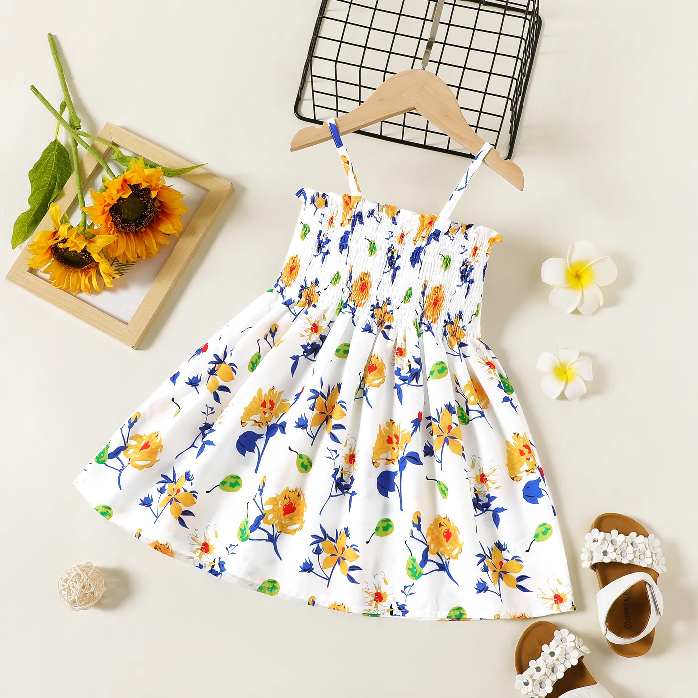 Toddler Girl Floral Print Smocked Slip Dress  big image 1