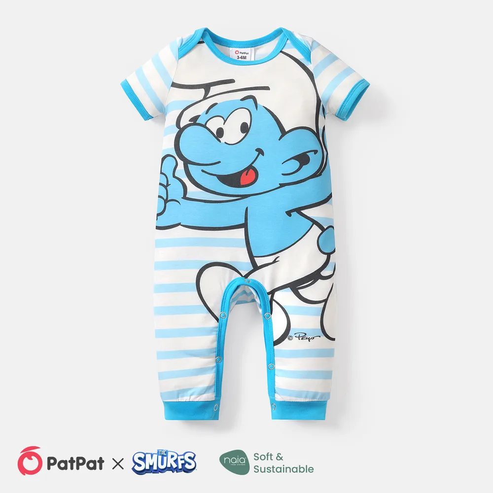 The Smurfs Baby Boy/Girl Graphic Print Striped Short-sleeve Naia™ Jumpsuit  big image 1
