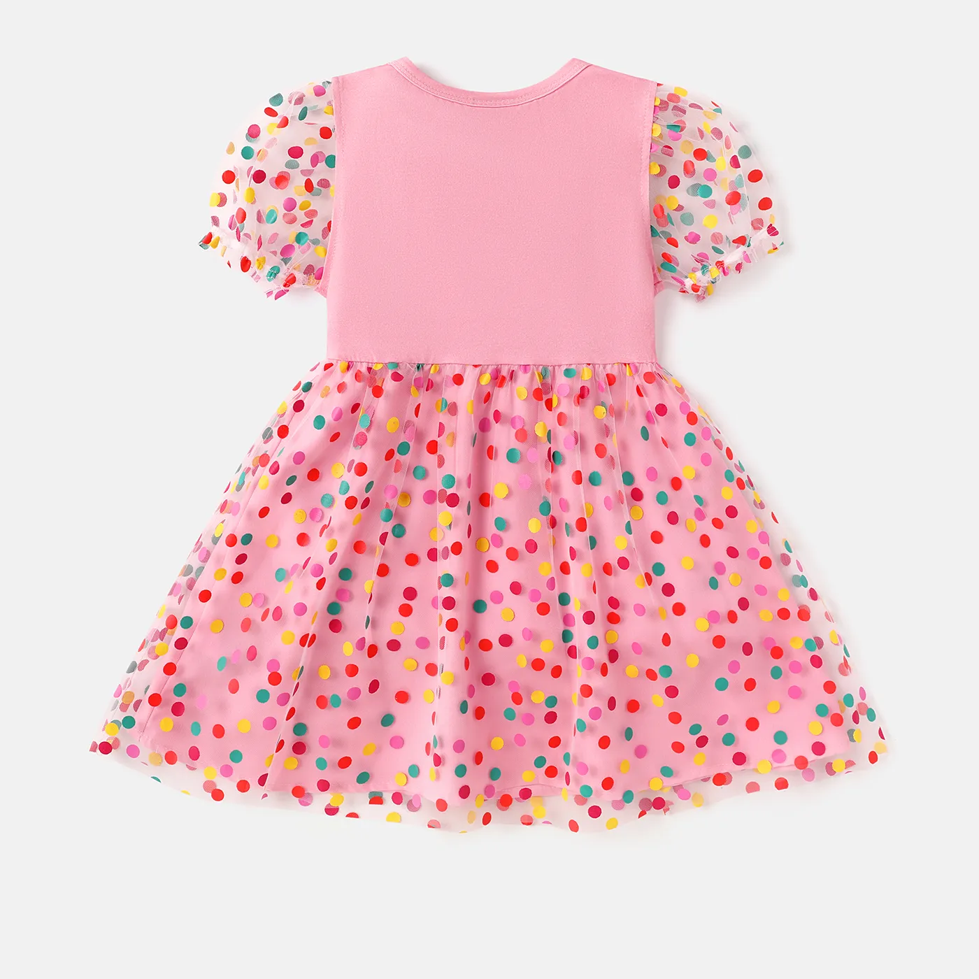 PAW Patrol Toddler Girl Polka dots Cotton Mesh Splice Short-sleeve Fairy Dress Pink image 2