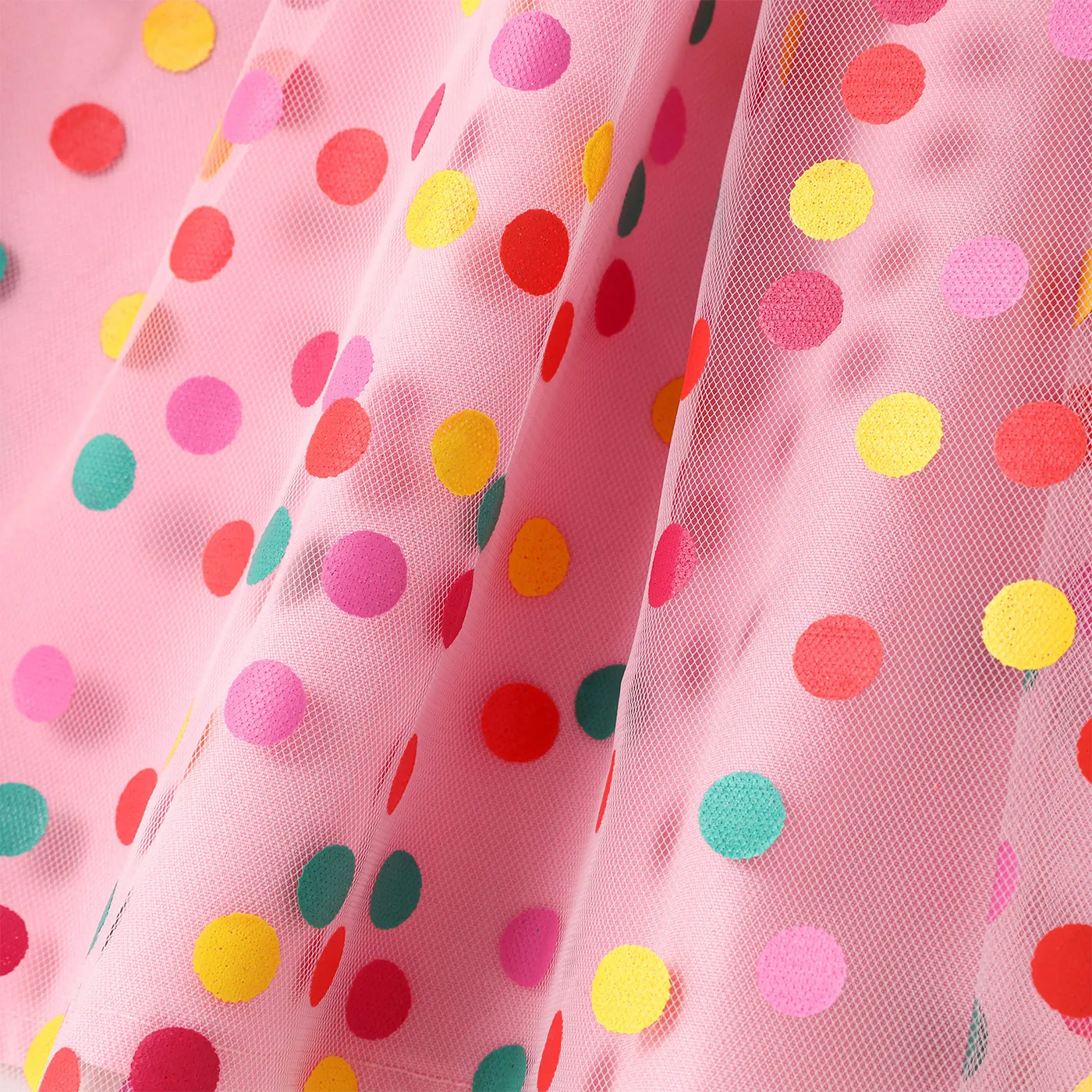 PAW Patrol Toddler Girl Polka dots Cotton Mesh Splice Short-sleeve Fairy Dress Pink image 5