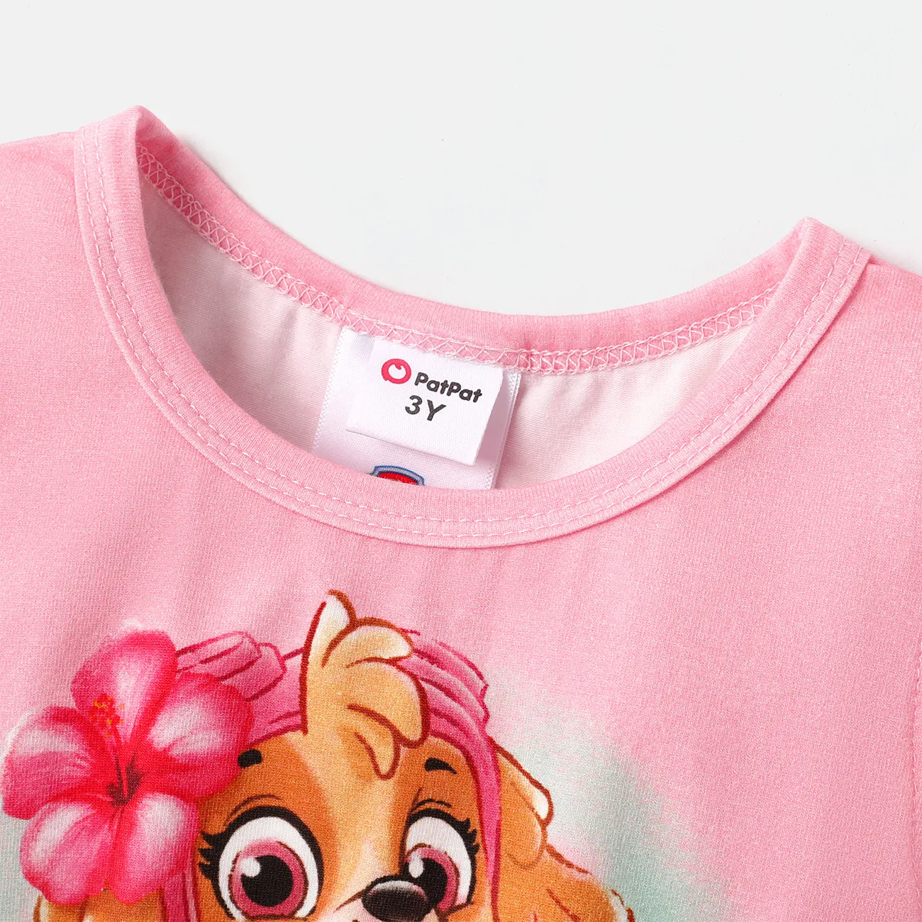 PAW Patrol Toddler Girl Polka dots Cotton Mesh Splice Short-sleeve Fairy Dress Pink big image 1