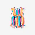 Mommy and Me Colorful Striped Sleeveless Belted Dresses  image 1