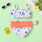 2pcs Toddler Girl Polka dots Bowknot Design Ruffled Swimsuit  image 2