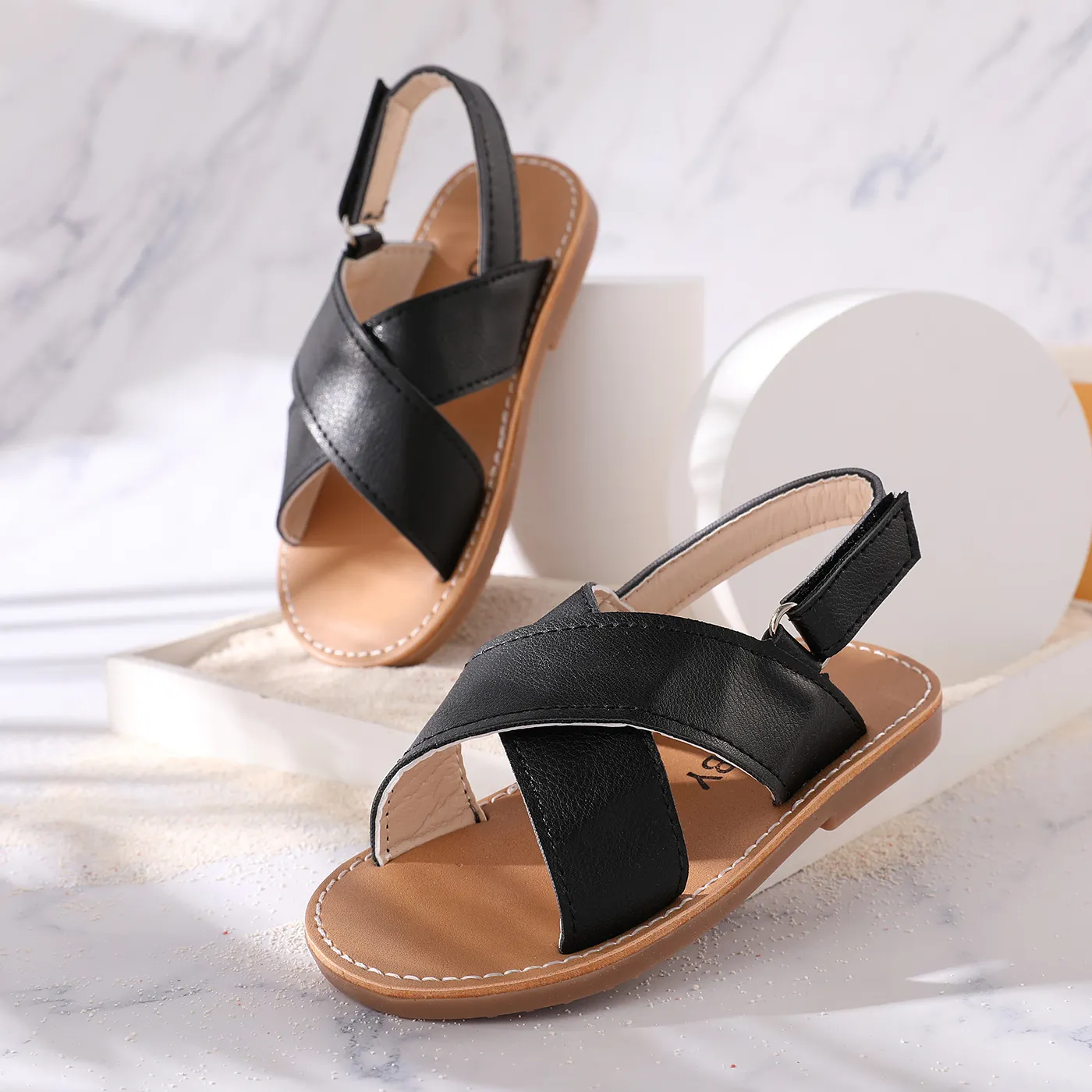 Toddler/Kid's Letter Print Sandals Black big image 1