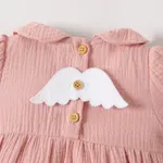 Baby Girl 100% Cotton Crepe Bird Embroidered Peter Pan Collar Puff-sleeve Romper  image 5